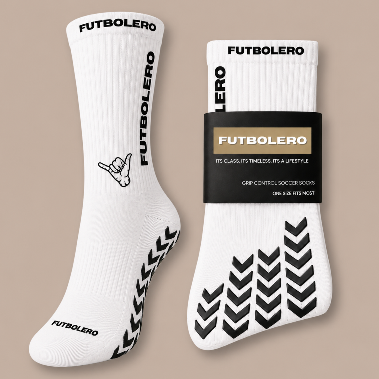 FUTBOLERO OFFICIAL Grip Socks- 2 PACK / WHITE