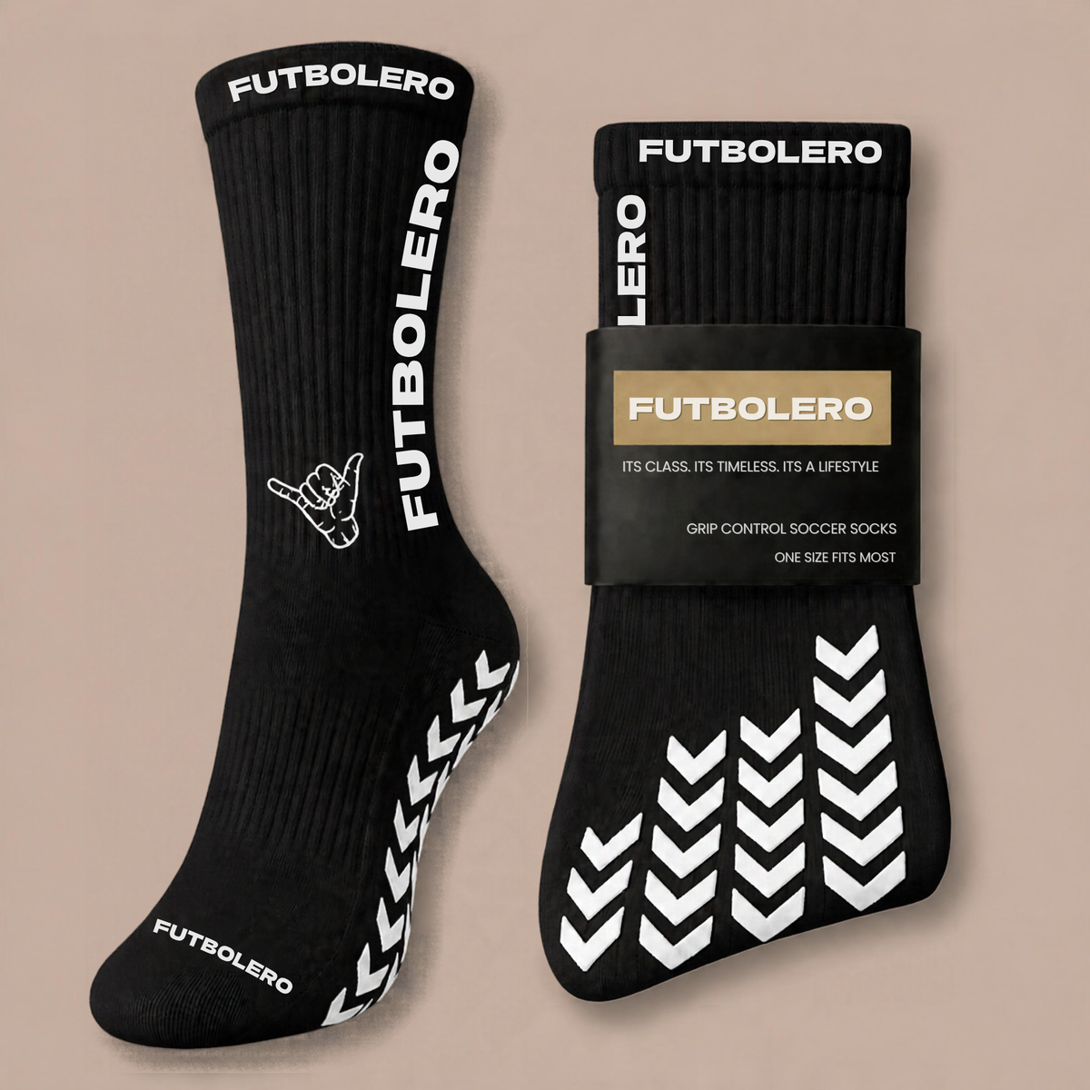 2-Pack FUTBOLERO OFFICIAL Grip Socks- Black